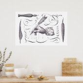 Calligrafie, schrijven - Handige 18e C. Engraving Poster (Keuken)