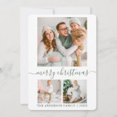 Calligrafie Script 3 Fotosap met groene kerst Feestdagenkaart (Voorkant)