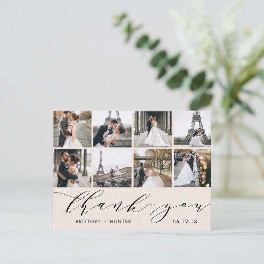 Calligrafie Script 8 Foto bedankt voor White Briefkaart (Staand voorkant)