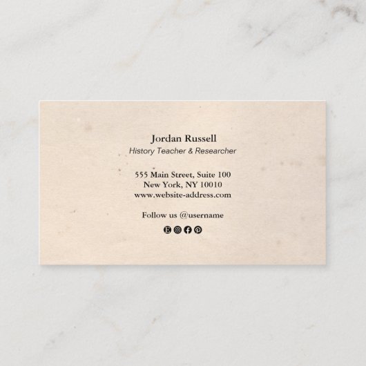 Calligrafie Script Aged Background Square Visitekaartje (Achterkant)