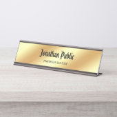 Calligrafie Script American Text Elegant Gold Bureau Naambordje (Voorkant)