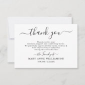 Calligrafie script begrafenis bedankt kaart (Voorkant)