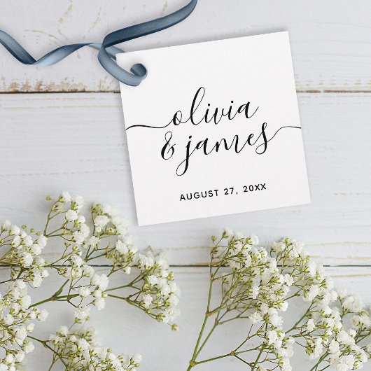 Calligrafie-script bruiloft bedankjes labels