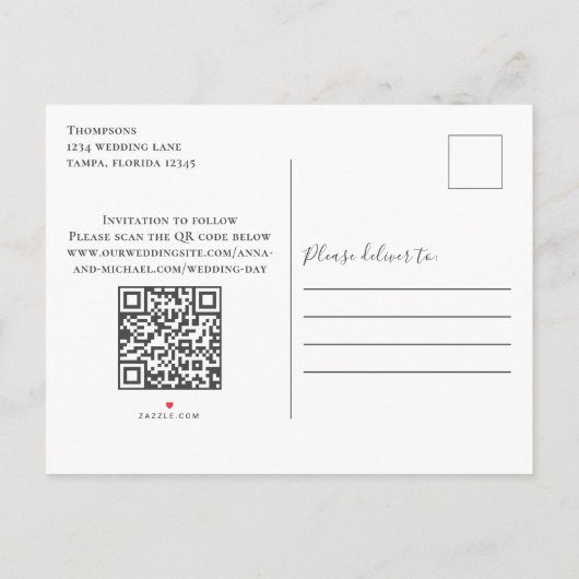 Calligrafie Script Eenvoudige foto QR Code Website Aankondigingskaart (Achterkant)