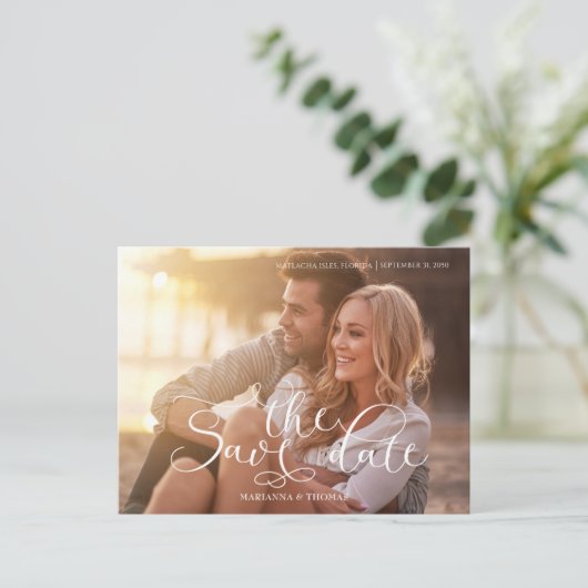 Calligrafie Script Eenvoudige foto QR Code Website Aankondigingskaart (Staand voorkant)