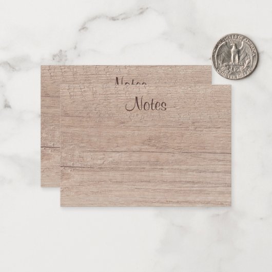 Calligrafie script Elegant Natural Wood Kijk uit Notitiekaartje (Voorkant / Achterkant in situ)