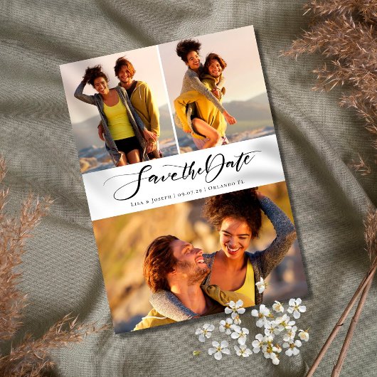 Calligrafie Script Foto Collage Save The Date
