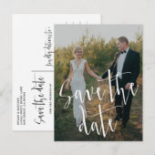 Calligrafie-script | Foto Save the Date Briefkaart (Voorkant / Achterkant)