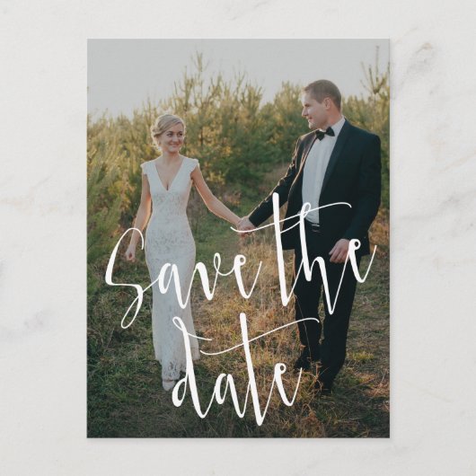 Calligrafie-script | Foto Save the Date Briefkaart (Voorkant)