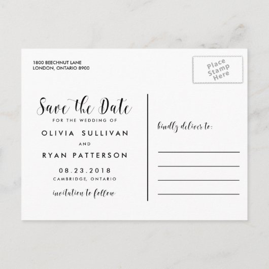 Calligrafie-script | Foto Save the Date Briefkaart (Achterkant)