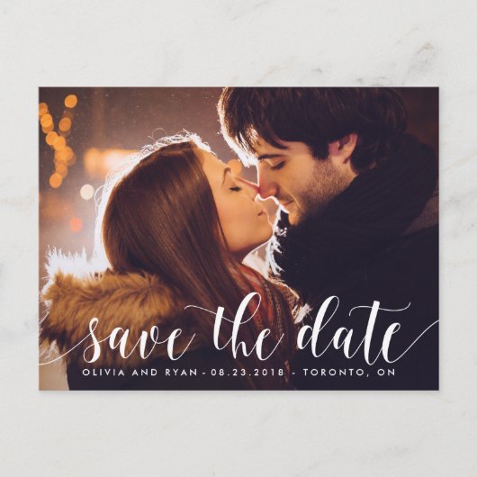 Calligrafie-script | Foto Save the Date Briefkaart (Voorkant)