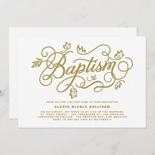  Calligrafie-script | Goudbaptisme Kaart (Voorkant / Achterkant)