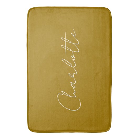 Calligrafie Script Gouden Kleur Eigen naam Bewerke Badmat (Voorkant Verticaal)