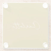Calligrafie Script Gouden Kleur Eigen naam Bewerke Glazen Onderzetter (Achterkant)