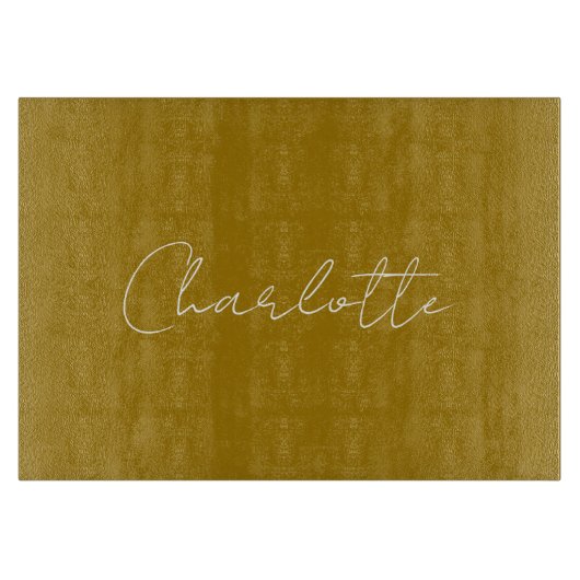 Calligrafie Script Gouden Kleur Eigen naam Bewerke Snijplank (Voorkant)