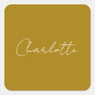 Calligrafie Script Gouden Kleur Eigen naam Bewerke Vierkante Sticker