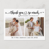 Calligrafie Script Hart 2 Foto Huwelijk Bedankt Briefkaart (Voorkant)