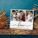 Calligrafie Script Love 3 Photo Weddenque Fotoplaat<br><div class="desc">Moderne Elegant Calligraphy Script Love 3 Photo Wedding Plaque</div>