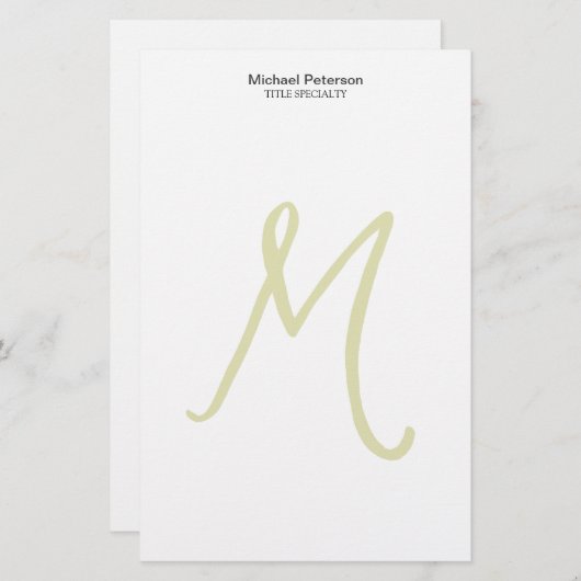 Calligrafie Script Monogram Initiaal Modern Briefpapier (Voorkant / Achterkant)