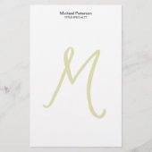 Calligrafie Script Monogram Initiaal Modern Briefpapier (Voorkant)
