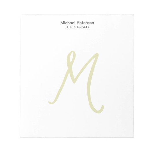Calligrafie Script Monogram Initiaal Modern Notitieblok (Voorkant)
