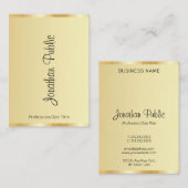 Calligrafie Script Naam Gold Look Modern Verticaal Visitekaartje (Voorkant / Achterkant)