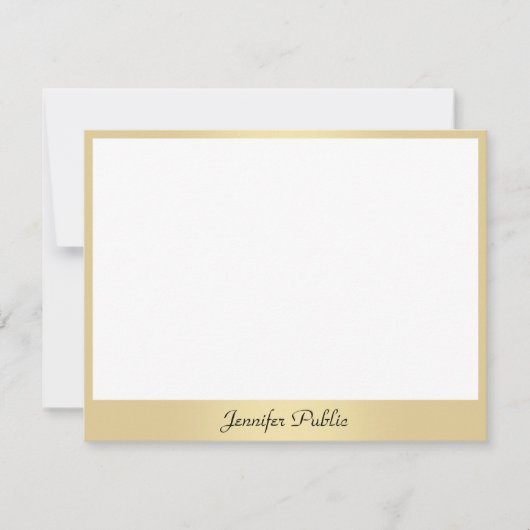 Calligrafie Script Naam Tekst Goud Elegante Sjablo Notitiekaartje (Voorkant)
