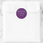 Calligrafie-script Paarse Wedding Envelope-zegels Ronde Sticker (Tas)