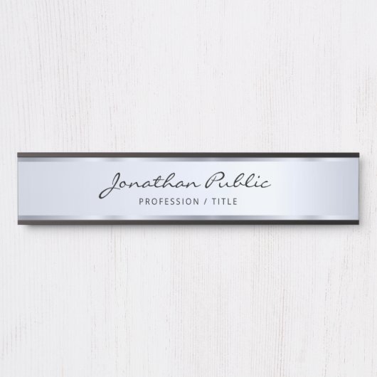Calligrafie Script Professioneel Zwart en Zilver Deurbordje (Voorkant)