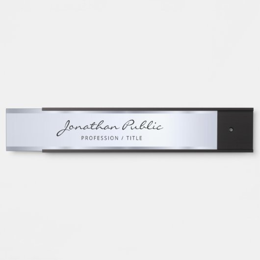 Calligrafie Script Professioneel Zwart en Zilver Deurbordje (Voorkant)