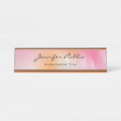 Calligrafie Script Roos Gold Modern Abstracte Kuns Bureau Naambordje (Voorkant)