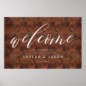 Calligrafie Script Rustic Wood Welkome bruiloft Poster (Voorkant)