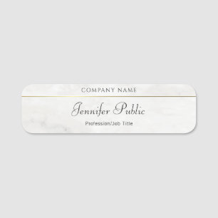 Calligrafie Script Sjabloon White Marble Gold Naamplaatje