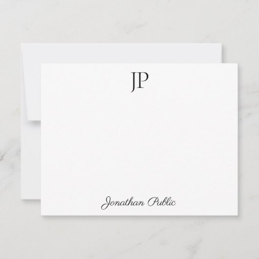 Calligrafie Script Tekst Stijlvolle Monogram Sjabl Notitiekaartje (Voorkant)