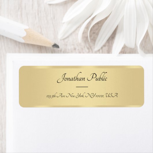 Calligrafie Script Text Faux Gold Sjabloon Elegant Etiket (Insitu)