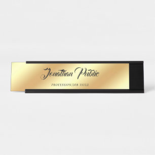 Calligrafie Script Text Modern Elegant Gold Trendy Bureau Naambordje