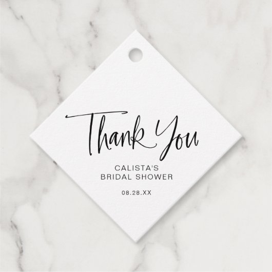 Calligrafie Script Vrijgezellenfeest Dank u Bedankjes Labels (Voorkant)