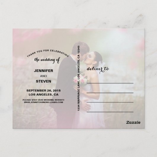 CALLIGRAFIE SCRIPT WEDDING DANK U BRIEFKAARTEN (Achterkant)