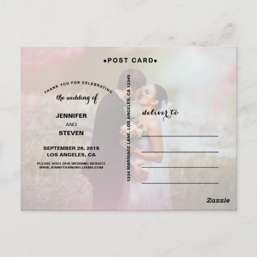 CALLIGRAFIE SCRIPT WEDDING DANK U BRIEFKAARTEN (Achterkant)