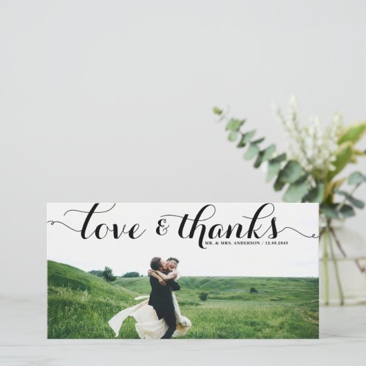 CALLIGRAFIE SCRIPT WEDDING DANK U FOTO KAART (Staand voorkant)