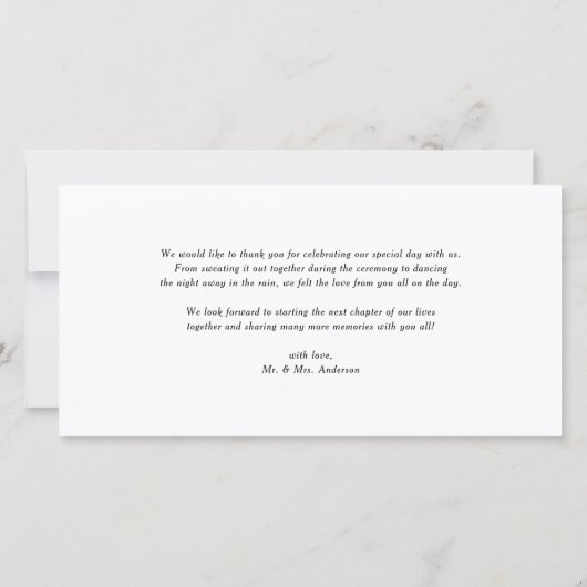 CALLIGRAFIE SCRIPT WEDDING DANK U FOTO KAART (Achterkant)