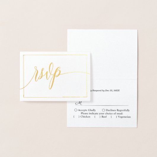 Calligrafie Script White en Gold RSVP Folie Kaarten (Display)