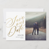 Calligrafie-script | White Gold | Foto Save The Date (Voorkant)