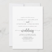 Calligrafie Silver Front & Back Wedding  Kaart (Voorkant)