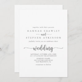 Calligrafie Silver Front & Back Wedding  Kaart