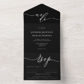 Calligrafie Simple Wedding Black All In One Uitnodiging (Binnen)