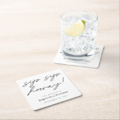 Calligrafie Sip Sip Hooray Black White Wedding Kartonnen Onderzetters (Insitu)