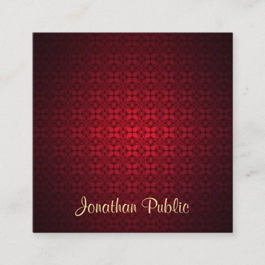 Calligrafie Sjabloon Professional Red Damask Vierkante Visitekaartje (Voorkant)