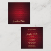Calligrafie Sjabloon Professional Red Damask Vierkante Visitekaartje (Voorkant / Achterkant)