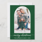 Calligrafie Snowflakes Fotoarcering kerstgroen Feestdagenkaart (Voorkant)